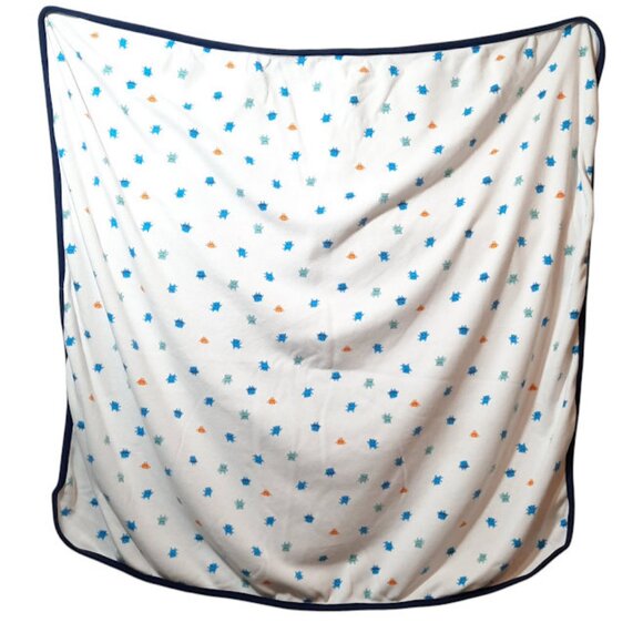 Carter's Child of Mine Monsters Swaddle Receiving White & Blue Blanket 27" X 27" - Picture 3 of 5